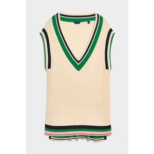 PLETENÁ VESTA GANT D1. STRIPED RIB KNIT VEST bílá S