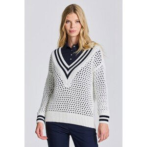 SVETR GANT D1. OPEN KNIT V-NECK bílá S