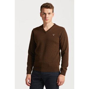 SVETR GANT SUPERFINE LAMBSWOOL V-NECK hnědá 4XL