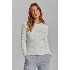 SVETR GANT STRETCH COTTON CABLE C-NECK bílá XL