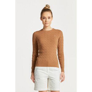 SVETR GANT STRETCH COTTON CABLE C-NECK hnědá M