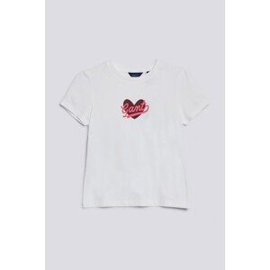 TRIČKO GANT D1. HEART SCRIPT SS T-SHIRT bílá 122/128