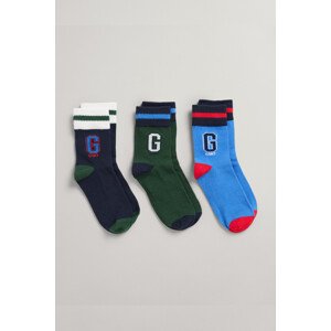 PONOŽKY GANT D1. SOCKS 3-PACK modrá 19/21