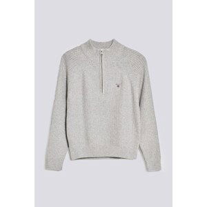 SVETR GANT CASUAL COTTON RIBBED HALF ZIP šedá 134/140