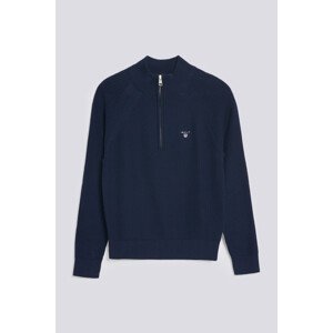 SVETR GANT CASUAL COTTON RIBBED HALF ZIP modrá 134/140