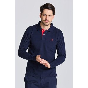 POLOKOŠILE GANT CONTRAST COLLAR PIQUE LS RUGGER modrá 4XL