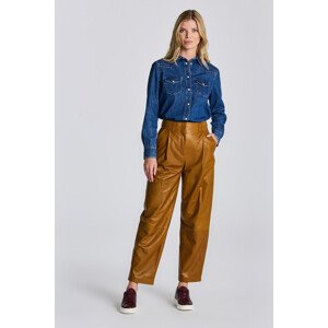 KALHOTY GANT D1. PLEATED LEATHER PANTS hnědá 38