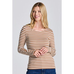 TRIČKO GANT RIB STRIPE LS T-SHIRT hnědá S