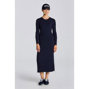 ŠATY GANT D1. RIBBED C-NECK DRESS modrá XL