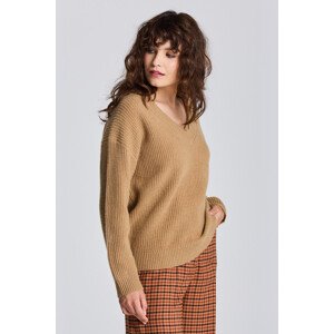 SVETR GANT D2. WOOL RIB V-NECK hnědá XS