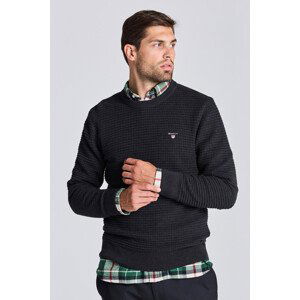 SVETR GANT D1. COTTON TEXTURE C-NECK DK CHARCOAL MELANGE