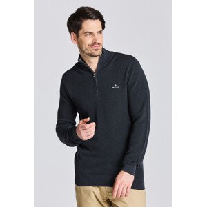 SVETR GANT COTTON PIQUE HALF ZIP šedá M