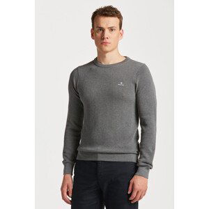 SVETR GANT COTTON PIQUE C-NECK šedá S