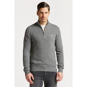 SVETR GANT COTTON PIQUE HALF ZIP šedá S