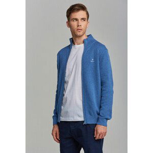 SVETR GANT COTTON PIQUE ZIP CARDIGAN modrá S