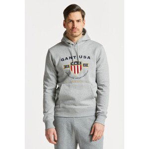 MIKINA GANT D1. BANNER SHIELD HOODIE GREY MELANGE