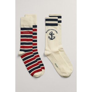 PONOŽKY GANT D2. MARITIME SOCKS 2-PACK bílá 40/42