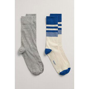 PONOŽKY GANT D2. STRIPE AND RIB SOCKS 2-PACK modrá 40/42