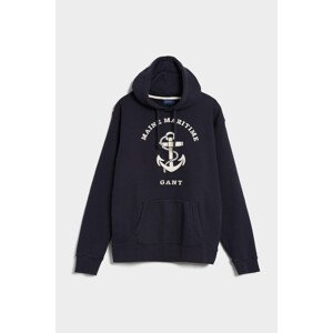 MIKINA GANT D2. MARITIME HOODIE modrá M