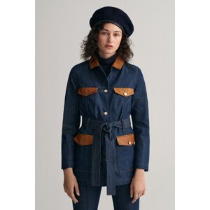 BUNDA GANT D2. DENIM LEATHER DETAIL JACKET modrá XL