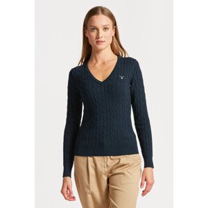 SVETR GANT STRETCH COTTON CABLE V-NECK modrá XS