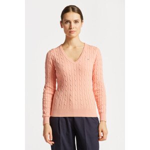 SVETR GANT STRETCH COTTON CABLE V-NECK oranžová M