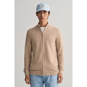 SVETR GANT COTTON PIQUE ZIP CARDIGAN hnědá L