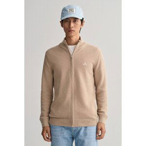 SVETR GANT COTTON PIQUE ZIP CARDIGAN hnědá XXXL