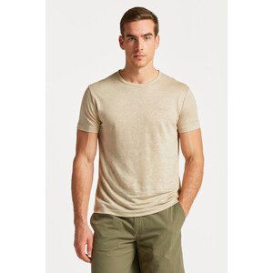 TRIČKO GANT LINEN REGULAR T-SHIRT hnědá S