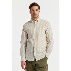 KOŠILE GANT REG COTTON LINEN STRIPE SHIRT hnědá M