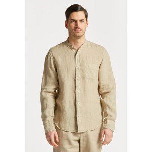 KOŠILE GANT REG UT GMNT DYED LINEN BAND SHIRT hnědá XXXL