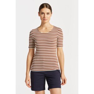 TRIČKO GANT STRIPED 1X1 RIB LSS T-SHIRT hnědá XS