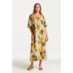 ŠATY GANT GATHERED SUNFLOWER PRINT DRESS hnědá 34