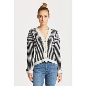 SVETR GANT STRIPE COTTON RIB V-NECK CARDIGAN modrá XS