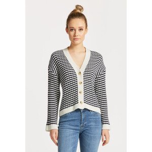 SVETR GANT STRIPE COTTON RIB V-NECK CARDIGAN modrá L