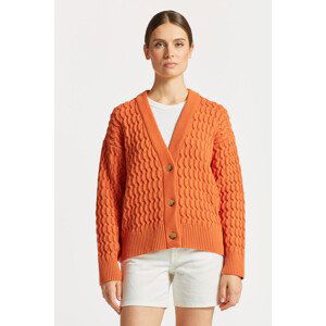 SVETR GANT COTTON TEXTURE V-NECK CARDIGAN oranžová S