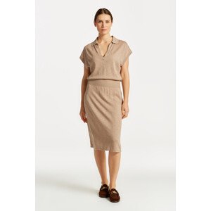 ŠATY GANT LINEN-BLEND COLLAR DRESS hnědá XS