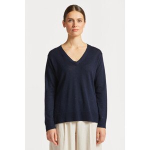 SVETR GANT LINEN-BLEND V-NECK modrá XS