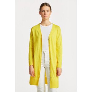 SVETR GANT LINEN-BLEND LONG V-NECK CARDIGAN žlutá S