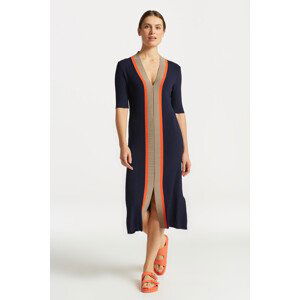 ŠATY GANT RIB V-NECK DRESS modrá XS