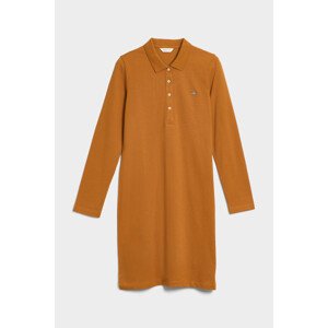 ŠATY GANT SLIM SHIELD LS PIQUE DRESS hnědá XXXL