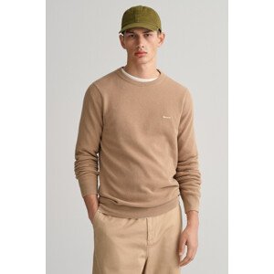 SVETR GANT COTTON PIQUE C-NECK hnědá XXXL