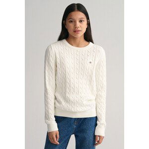 SVETR GANT SHIELD COTTON CABLE C-NECK bílá 158/164