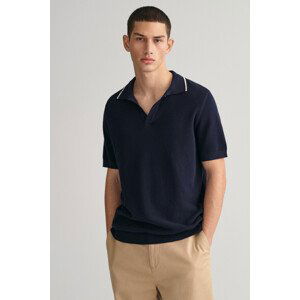 SVETR GANT COTTON TEXTURE OPEN POLO modrá S