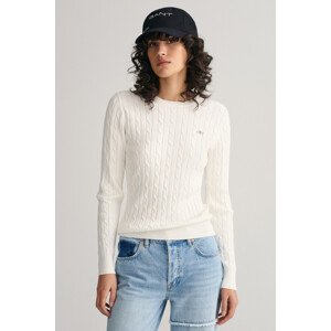 SVETR GANT STRETCH COTTON CABLE C-NECK bílá S