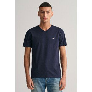 TRIČKO GANT SLIM SHIELD V-NECK T-SHIRT modrá S