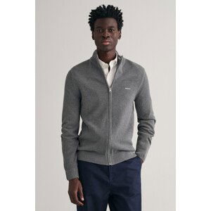 SVETR GANT COTTON PIQUE ZIP CARDIGAN šedá M