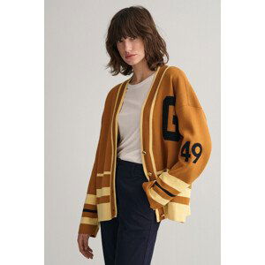 SVETR GANT VARSITY V-NECK CARDIGAN hnědá S