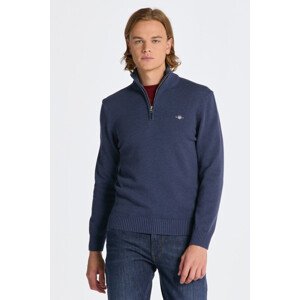 SVETR GANT CASUAL COTTON HALFZIP modrá L