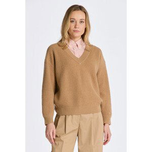 SVETR GANT WOOL RIBBED V-NECK hnědá S